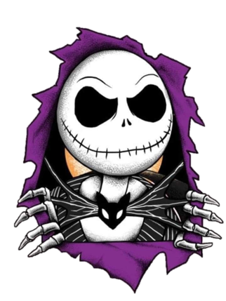 Jack Skellington asomándose de un agujero púrpura